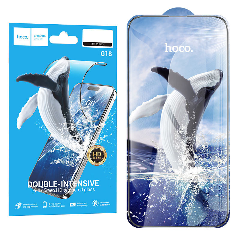 Hoco G18 » Folie Clear » iPhone 16 16 pro 16 pro max- Glass ArcEdge, HD
