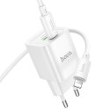 Hoco C147A Incarcator Retea + Cablu Lightning, 1m, PD20W, 1xUSB-C, 1xUSB-A, White