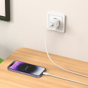 Hoco C147A Incarcator Retea + Cablu Lightning, 1m, PD20W, 1xUSB-C, 1xUSB-A, White