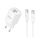 Hoco C149A Incarcator Retea + Cablu USB-C, 1m, PD20W, 1xUSB-C, 1xUSB-A, White