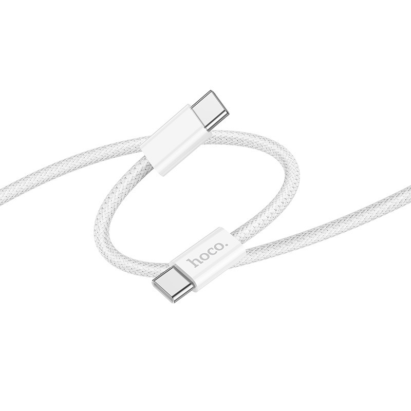 Hoco Cablu Date si Incarcare, USB-C, PD60W, QC3.0, 3A, Braided, 1m, White