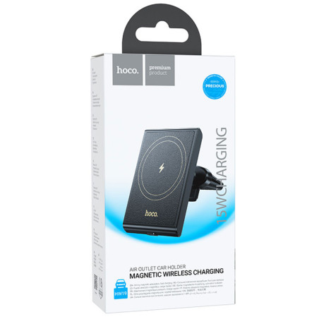 Hoco Suport auto cu incarcare wireless, cu MagSafe, Magnetic, Ventilatie, 15W, Fast Charging, Black