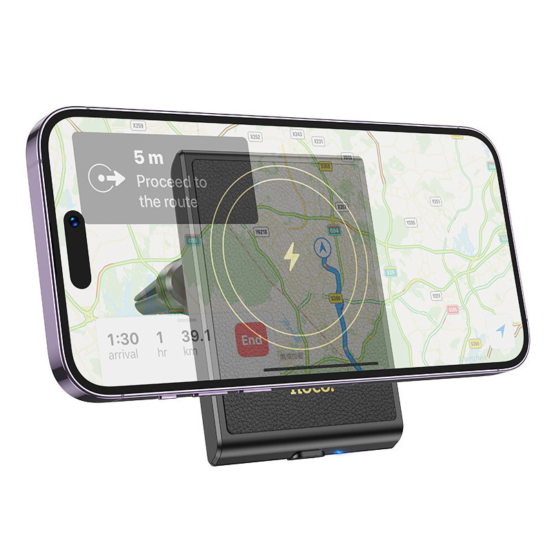 Hoco Suport auto cu incarcare wireless, cu MagSafe, Magnetic, Ventilatie, 15W, Fast Charging, Black