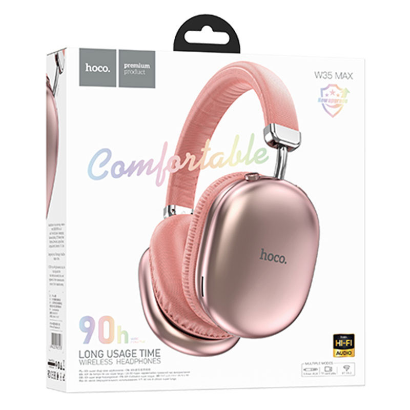 Hoco W35 Max - Casti Wireless, Over Ear, BT 5.3, Stand-By 200h, 800mAh, suport card, Joy | Blue Sky