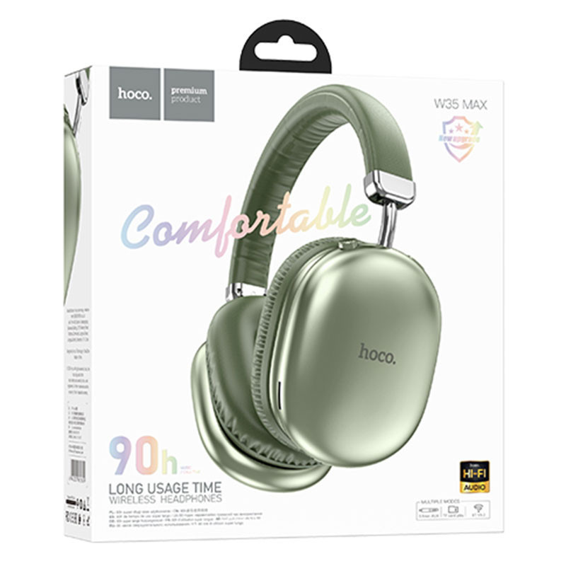 Hoco W35 Max - Casti Wireless, Over Ear, BT 5.3, Stand-By 200h, 800mAh, suport card, Joy | Blue Sky