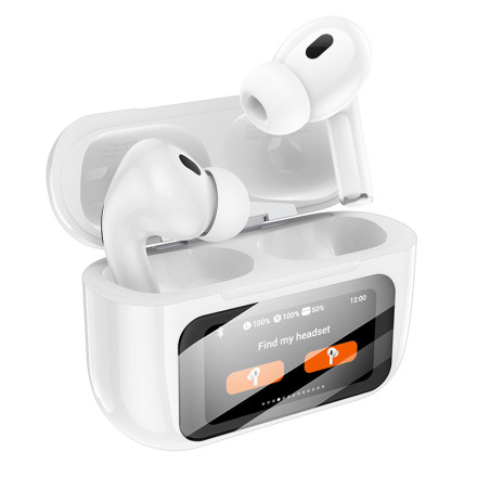 Hoco EW72 - Casti Wireless, Ear Buds, cu ecran LED, BT 5.4, ANC, 360mAh, White