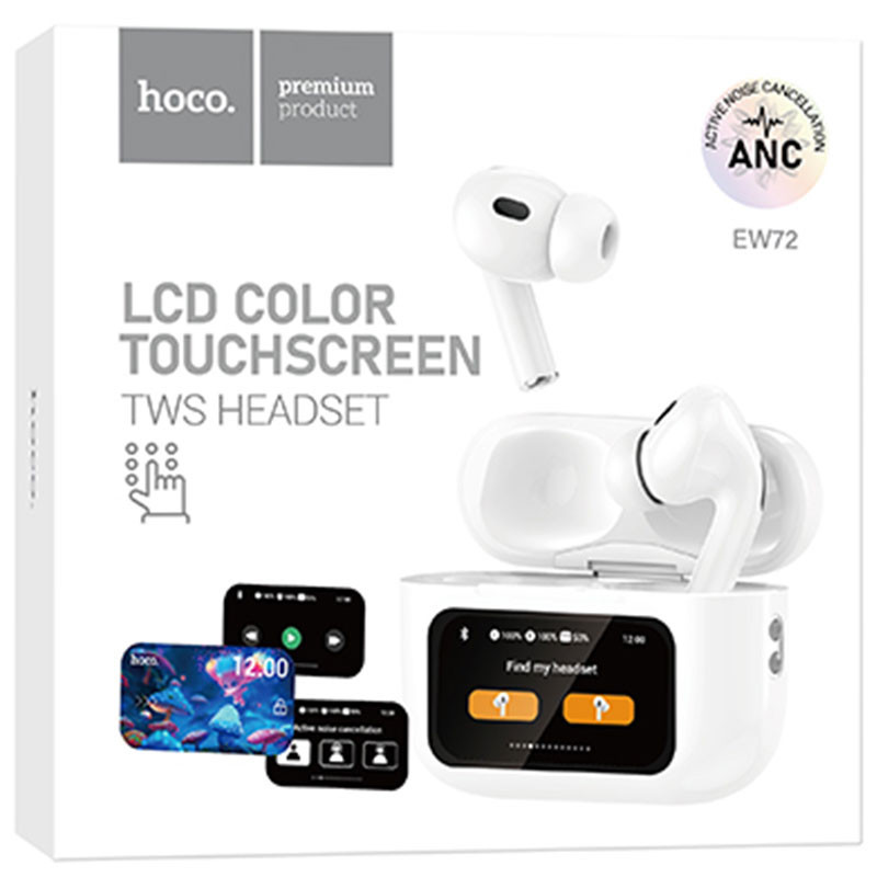 Hoco EW72 - Casti Wireless, Ear Buds, cu ecran LED, BT 5.4, ANC, 360mAh, White