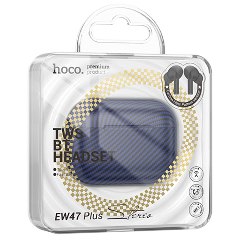 Hoco EW47 Plus - Casti Wireless, Ear Buds, BT 5.3, In-Ear, 200h Stand-By Carbon Design, 350mAh | Blue