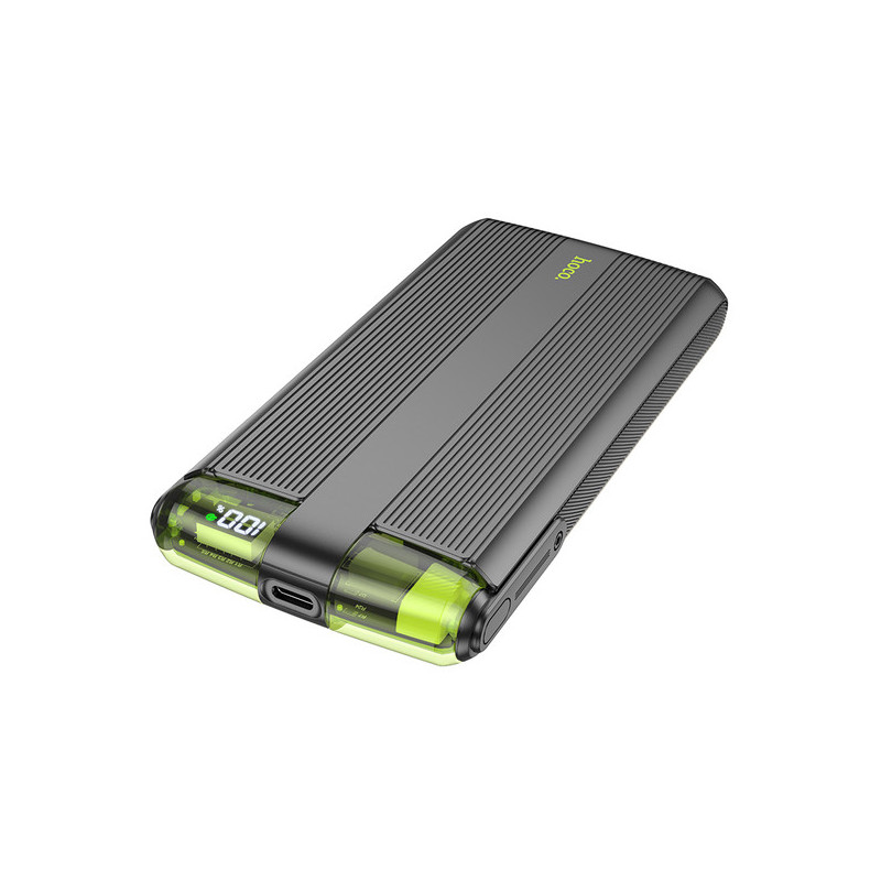 Hoco J127A PowerBank, mini-cabluri USB-C Lightning x 20W, 5V, 2A, 10000mAh, Display LED, Mecha Dual, Black
