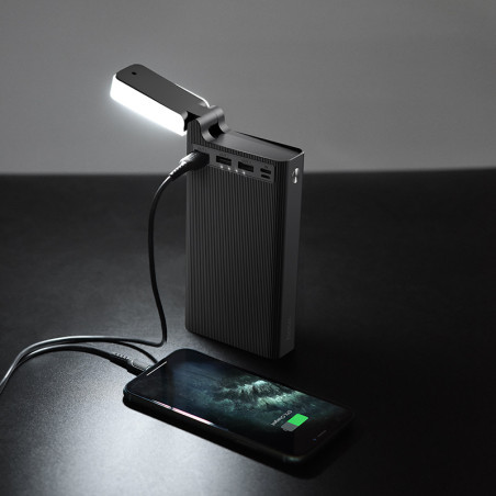 Hoco J62 Baterie Externa, 3xUSB-A, Wireless Charging, lampa LED, 30.000 MAh, Black