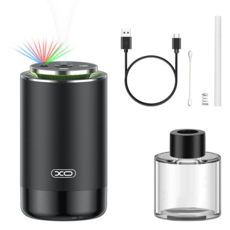 XO Umidificator auto, Aromatherapy, difuser si lumina ambientala, 300mAh, 50ml, Black