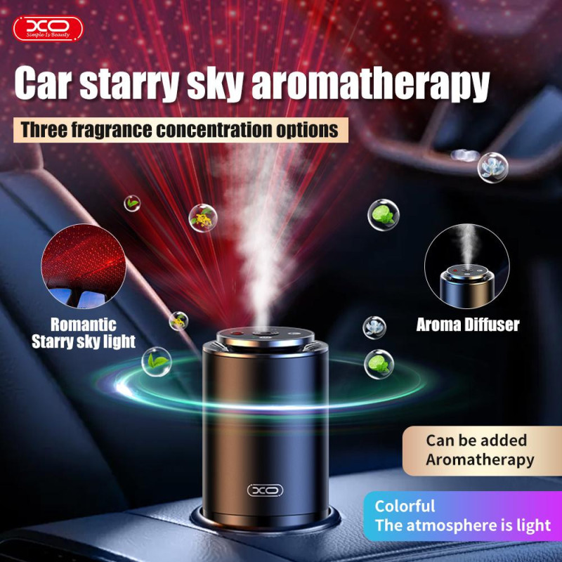 XO Umidificator auto, Aromatherapy, difuser si lumina ambientala, 300mAh, 50ml, Black