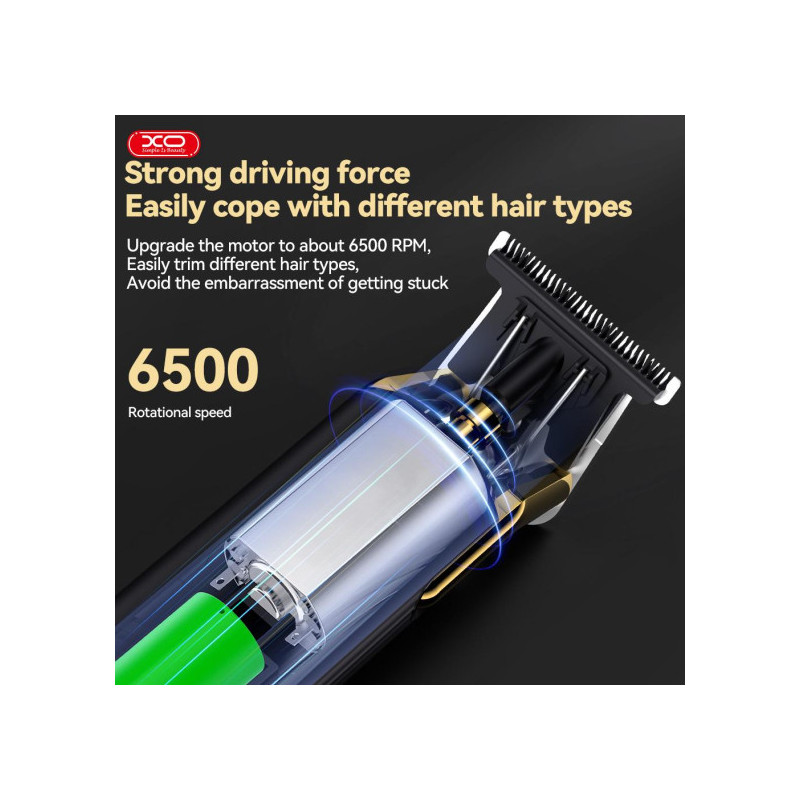 XO  Aparat Trimmer Barba / Par, portabil, 8W, 2000mAh, Smart Electro, Black