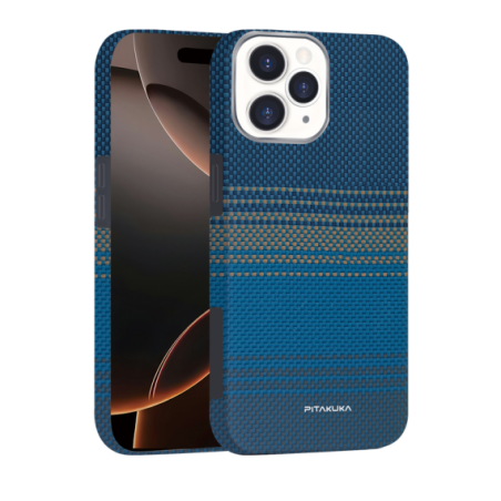 Husa Aramid PTK » iPhone gen 16, Kevlar Fiber, cu MagSafe, Moonrise BLUE