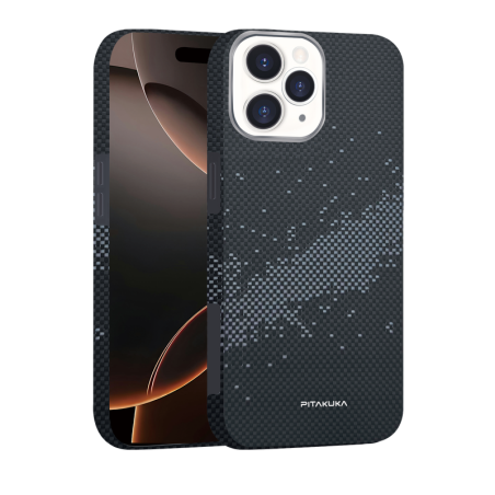 Husa Aramid PTK » iPhone gen 16 , Kevlar Fiber, cu MagSafe, Splash GRAY