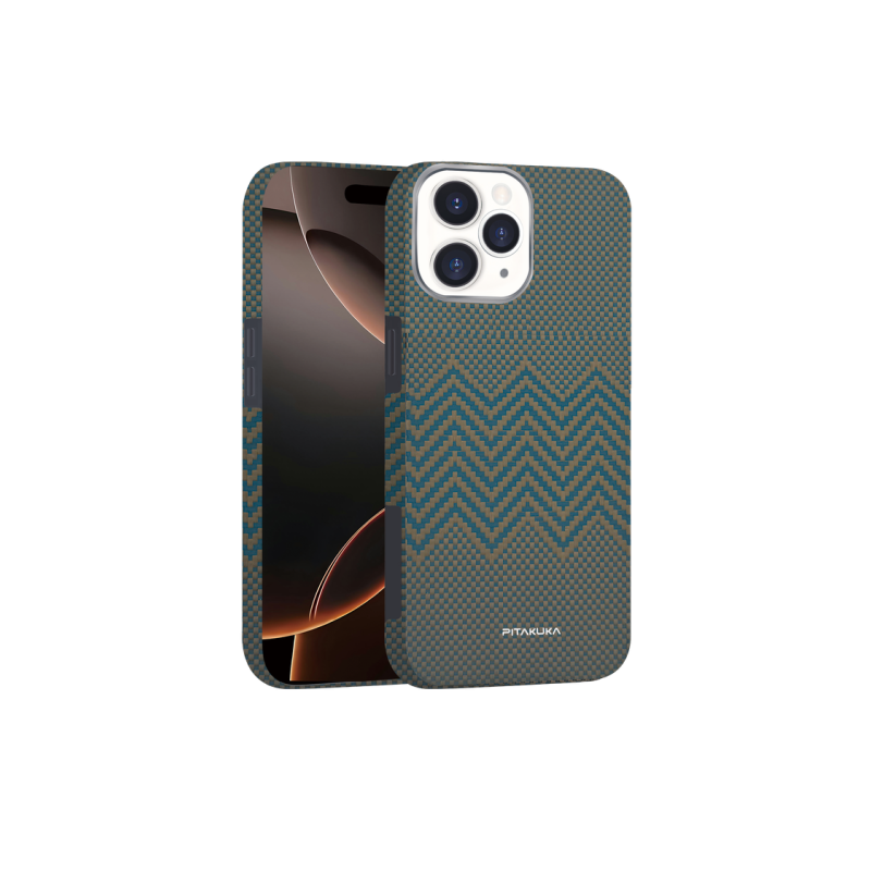 Husa Aramid PTK » iPhone gen 16 , Kevlar Fiber, cu MagSafe, Twill GOLD